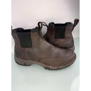 LL BEAN Traverse Insulated Trail Boots Slip On Brown Leather Chelsea Size 9 M